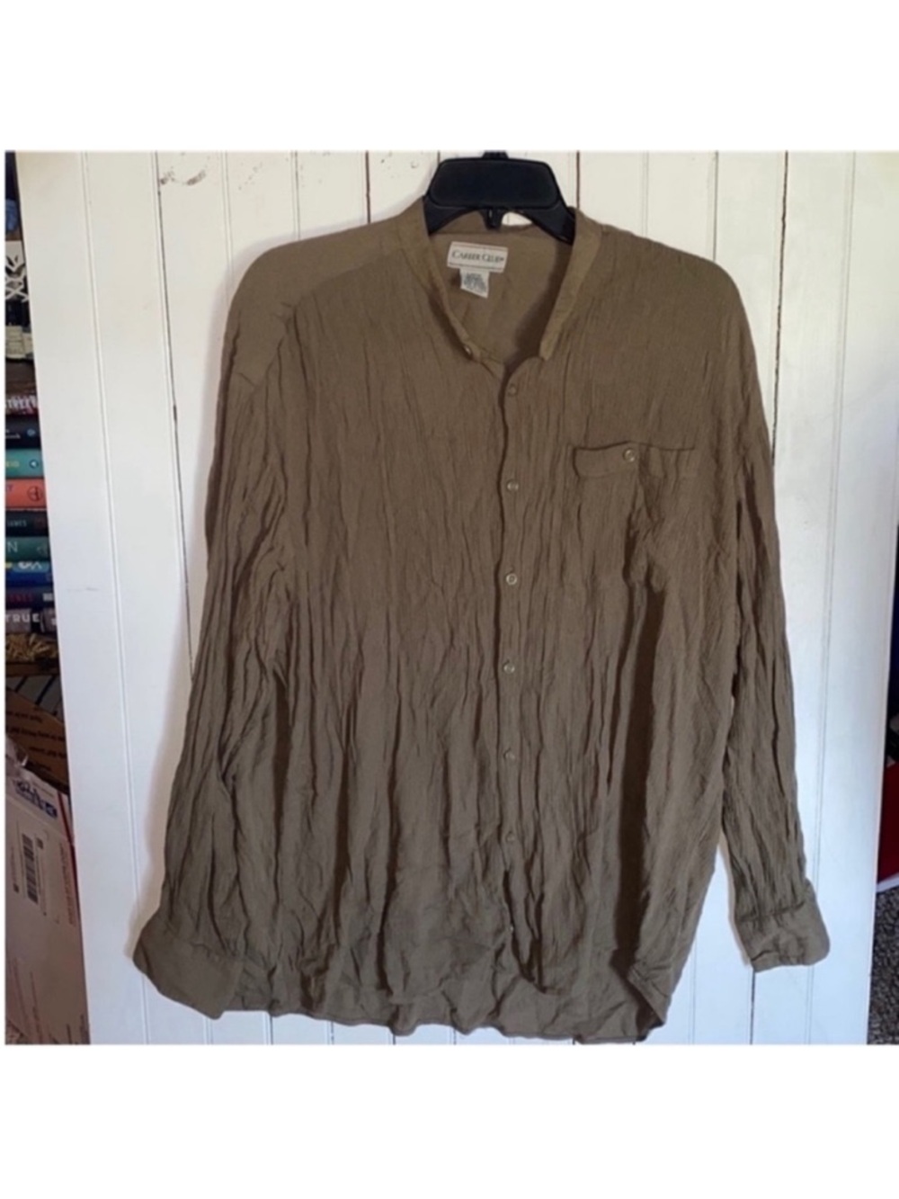 Vintage Career Club Button Down Shirt Olive Green Size L